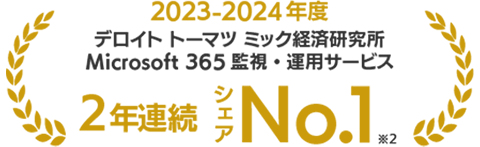 2023-2024年度 デトロイト トーマツ ミック経済研究所 Microsoft 365 監視・運用サービス 2年連続 シェア No.1 ※2