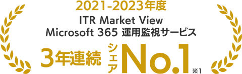 2021-2023年度 ITR Market View Microsoft 365 運用監視サービス 3年連続 シェア No.1 ※1