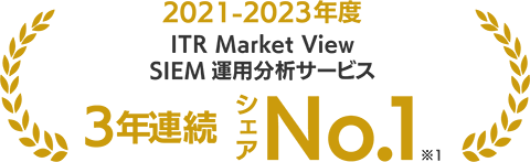 2021-2023年度 ITR Market View SIEM 運用分析サービス 3年連続 シェア No.1 ※1