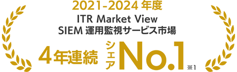 2021-2024年度 ITR Market View SIEM 運用監視サービス市場 4年連続 シェア No.1 ※1