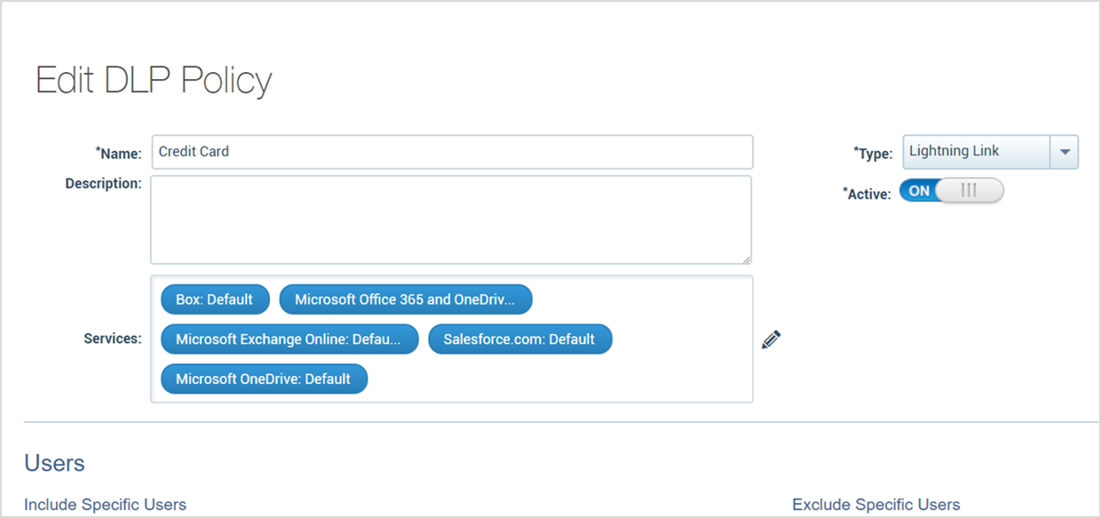 Skyhigh で複数のクラウドサービスへ同一の DLP ポリシーを設定しているイメージ図