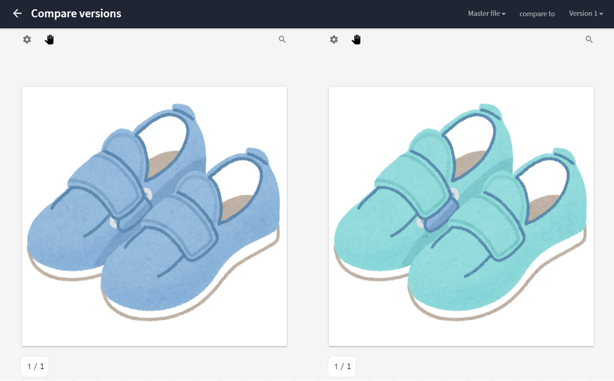 2つのバージョン違いの画像を横に並べて比較することができる