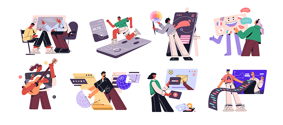 教育、医療、エンターテインメントなどのイメージイラスト
