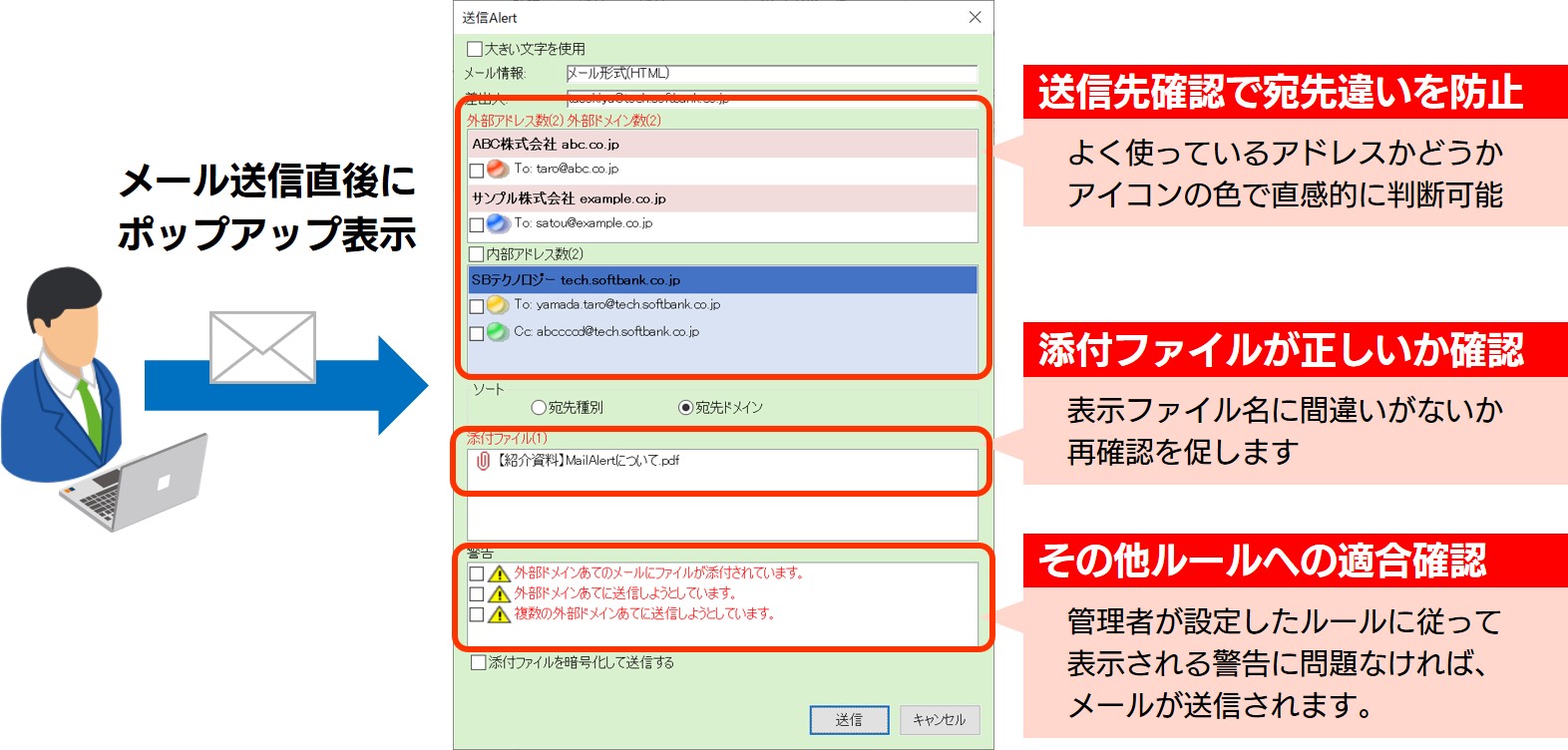 Clouxionにクライアント型メール誤送信対策 Mail Alert を追加 Sbテクノロジー Sbt Clouxionにクライアント型メール誤送信対策 Mail Alert を追加 Sbテクノロジー Sbt