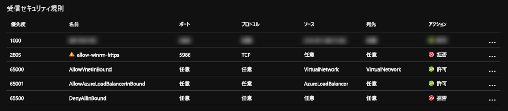 NSG の設定を確認