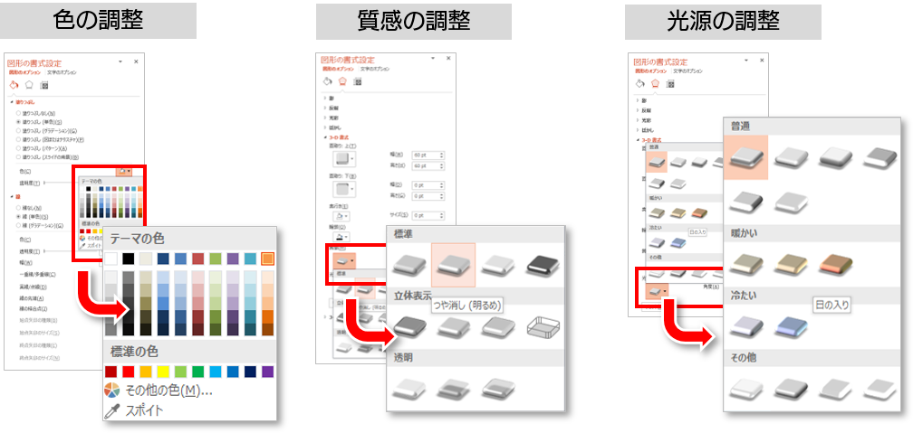 色・質感・光源の変更